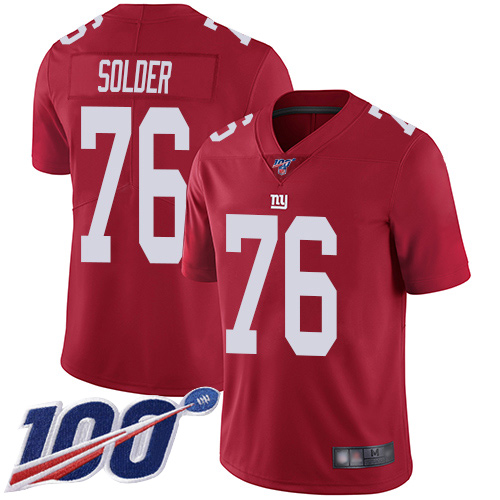 Men New York Giants #76 Nate Solder Red Limited Red Inverted Legend 100th Season Football NFL Jersey